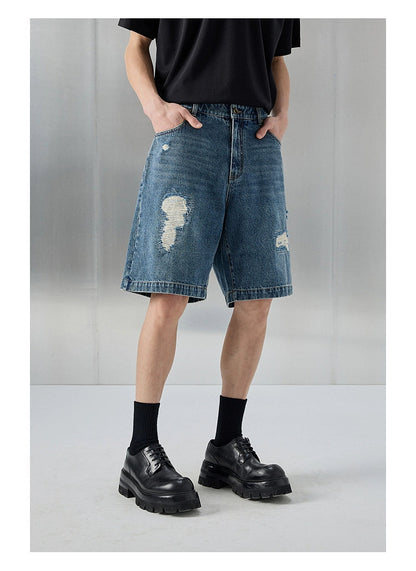 Distressed Patchwork Cropped/short Pants