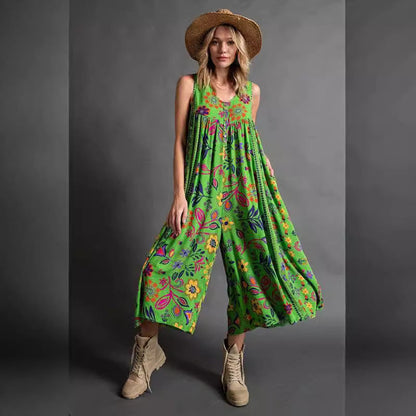 Summer Clothing Printed Loose Sleeveless Jumpsuit