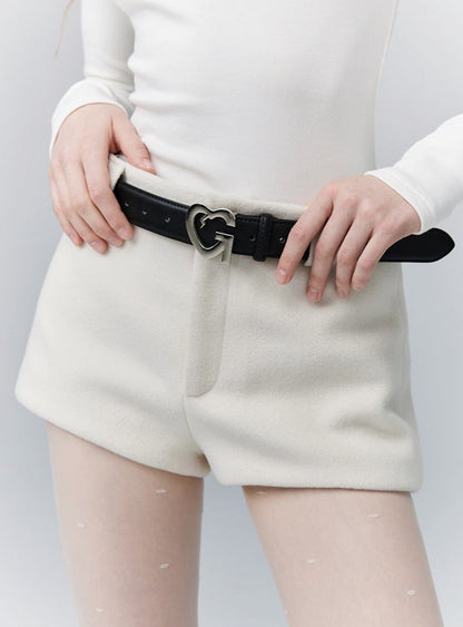 Versatile Tailored Micro Shorts: Sleek Flat-front in Ivory and Black