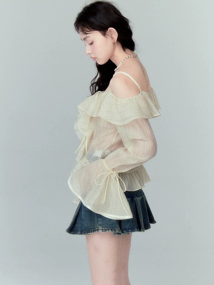 High Waist Pleated Skirt With Lace-up Detail