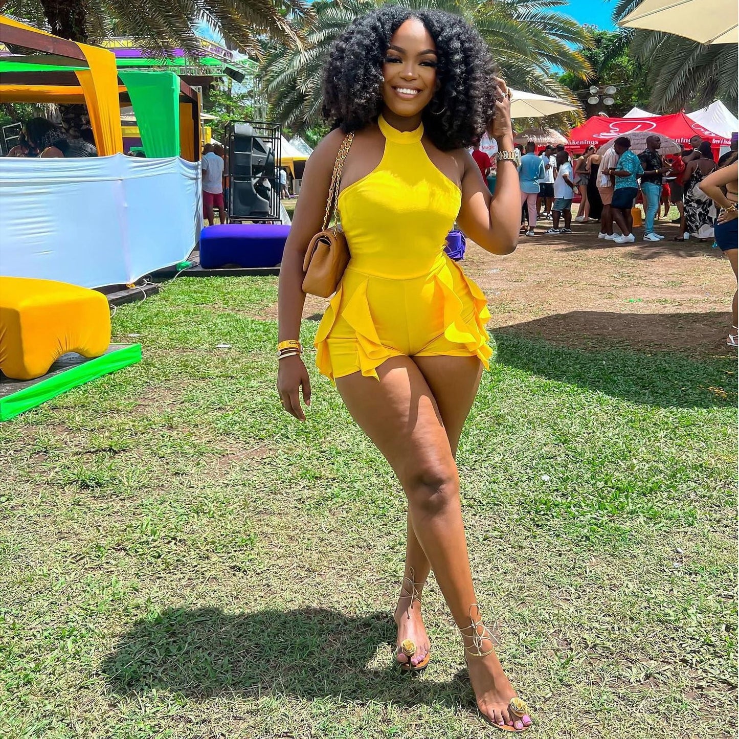 Summer Special Clothing Ruffled Halter Color Jumpsuit