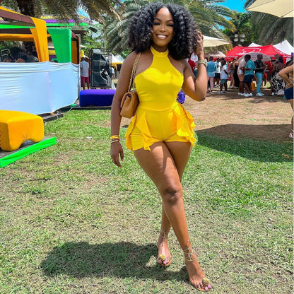 Summer Special Clothing Ruffled Halter Color Jumpsuit