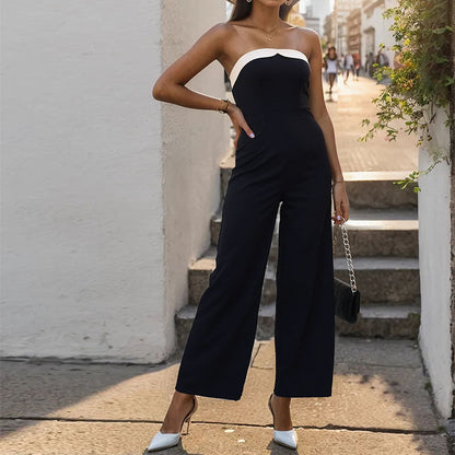 Summer Stitching Tube Top Sleeveless Jumpsuit