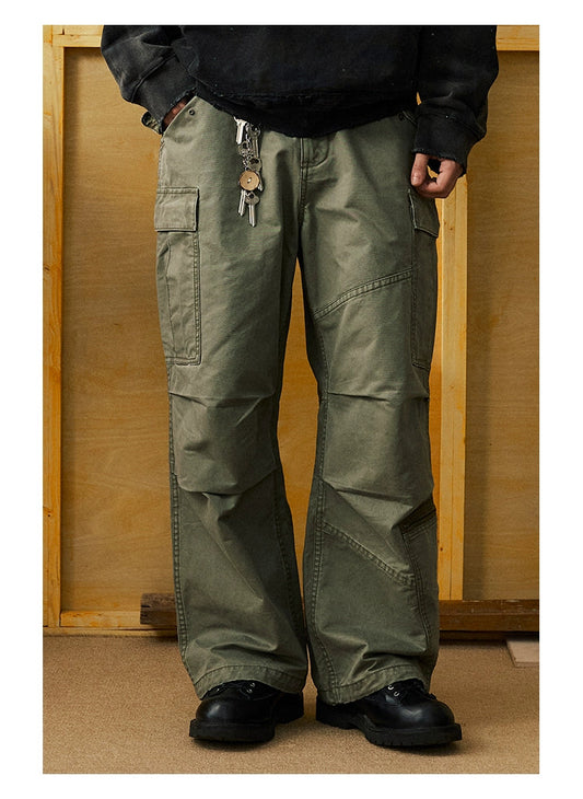 Multi-pocket Retro Patchwork Cargo Pants