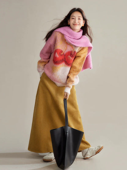 Cherry Sweet Mohair-textured Sweater