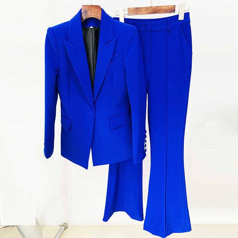 One Button Cloth Cover Mid Length Suit Bell Bottom Pants Suit Two Piece Suit