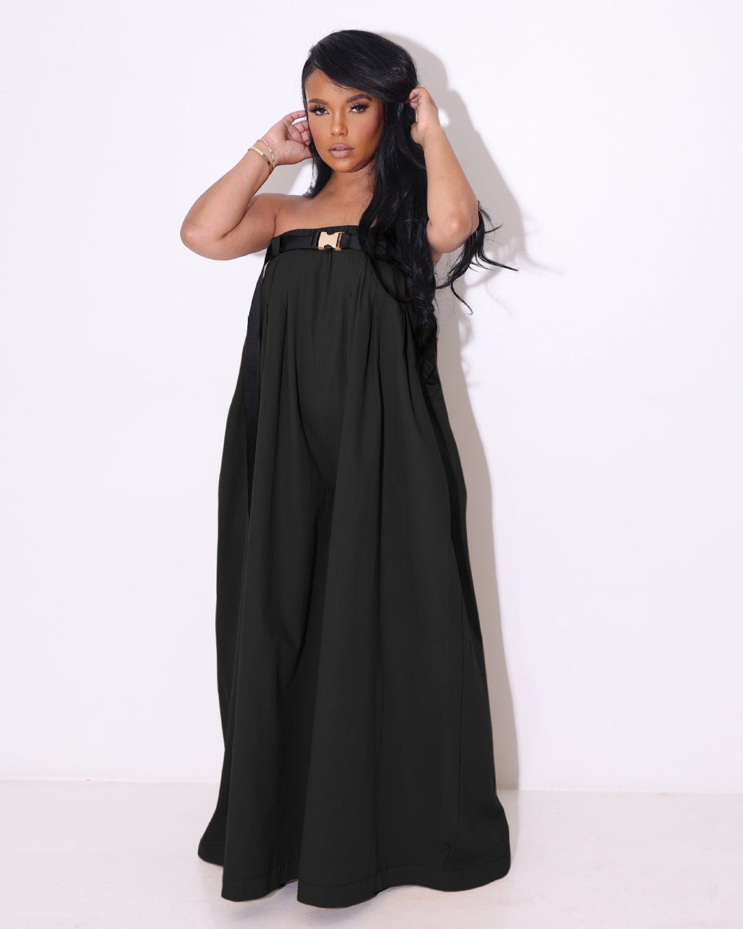 Wear Fashionable Off Shoulder Wide Leg Jumpsuit With Belt