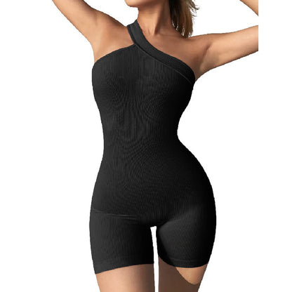 Clothing Jumpsuit Autumn Winter Thread Shoulder Sleeveless Slim Fit Hip Raise Siamese Shorts