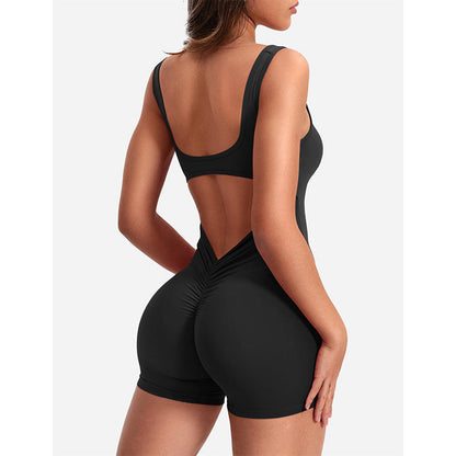 Spring Summer Clothing Shoulder Strap Backless Slim Fit Hip Lifting Yoga Jumpsuit