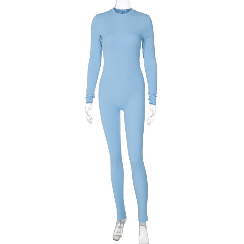 Popular Clothing Autumn Color Slim Yoga Sports Jumpsuit