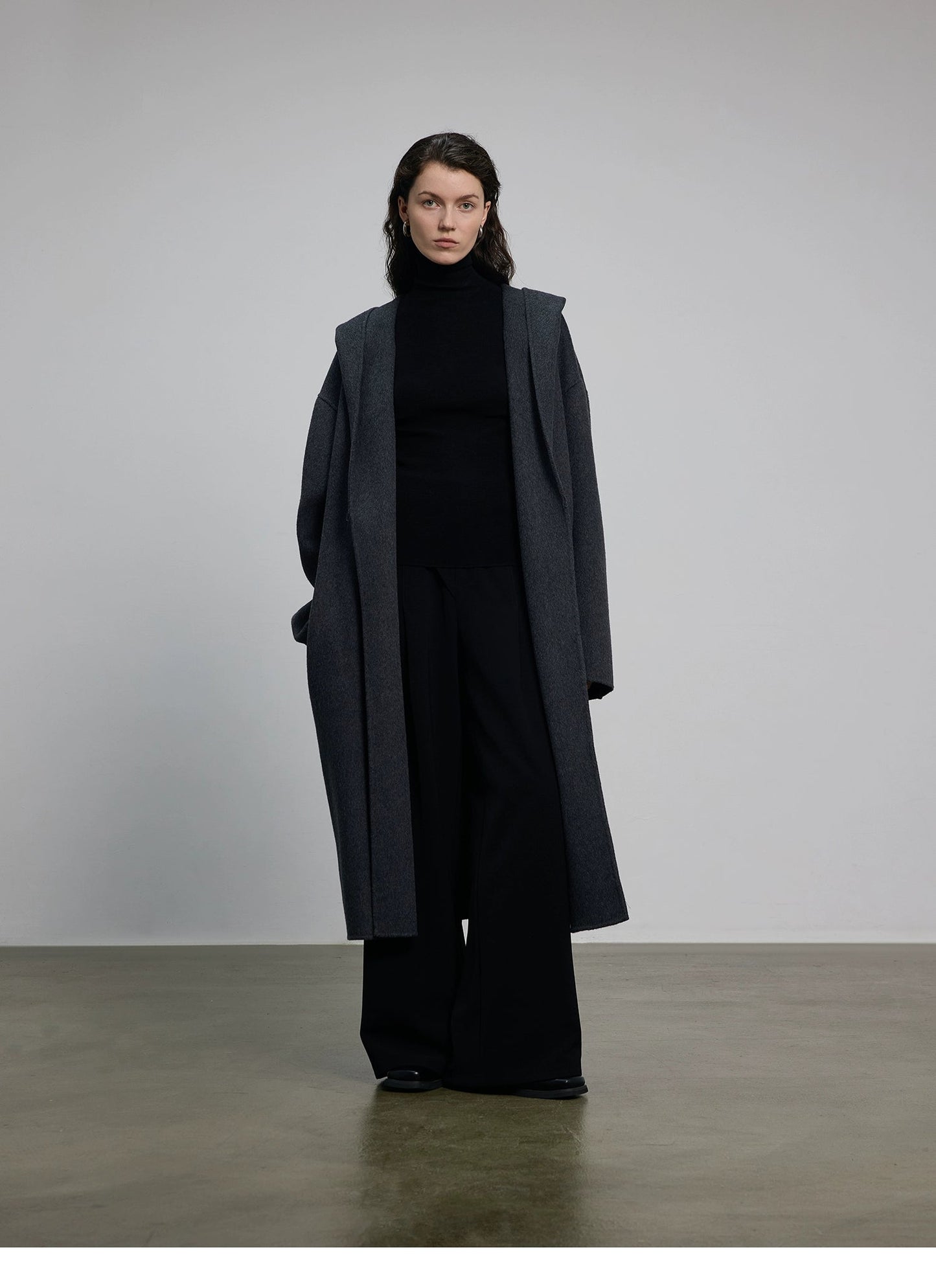 Hooded Long Woolen Coat