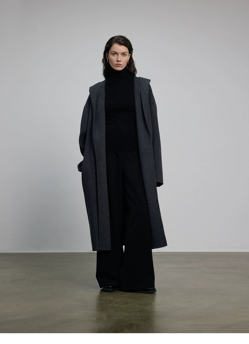 Hooded Long Woolen Coat
