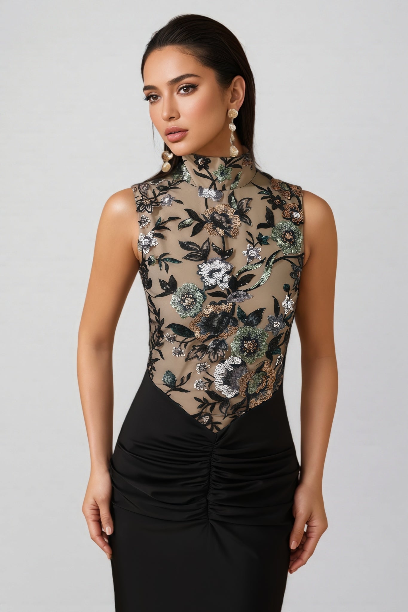 Calissa Embroidered Sequinned Maxi Dress