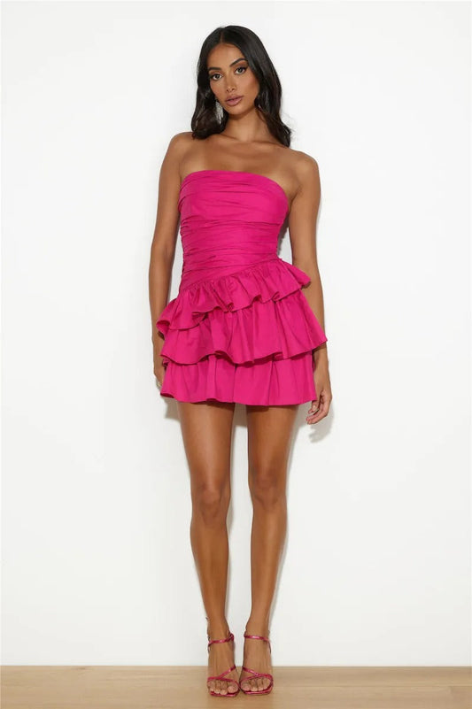 Off-shoulder Tiered Mini Dress