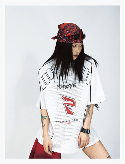 Mesh Logo Oversized Jersey T-shirt