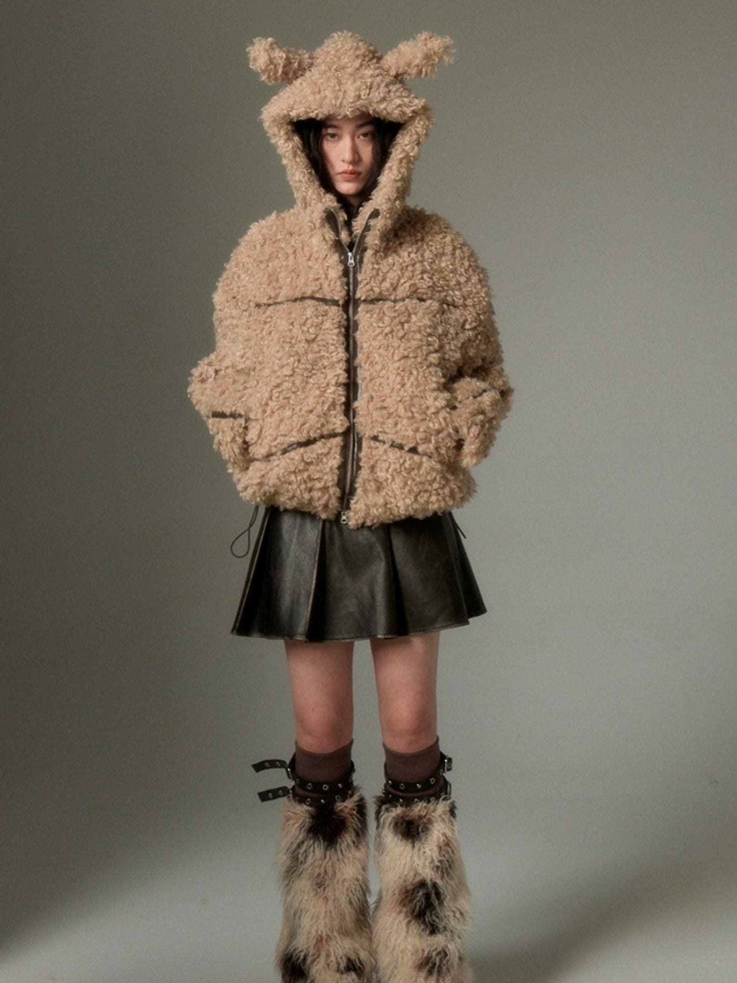 Sustainable Rabbit-eared Fur Coat
