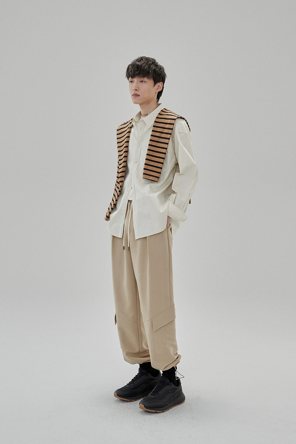 Draping Drawstring Cargo Pants