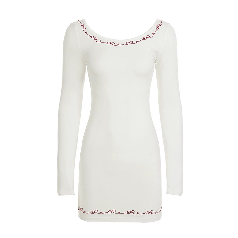 Frida Embroidered Long Sleeve Mini Dress