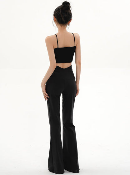 High-waisted Flared Yoga Pants - Black Stretchy Bell Bottom Leggings
