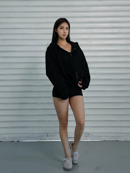 Athletic Zip-up Hooded Sweatshirt