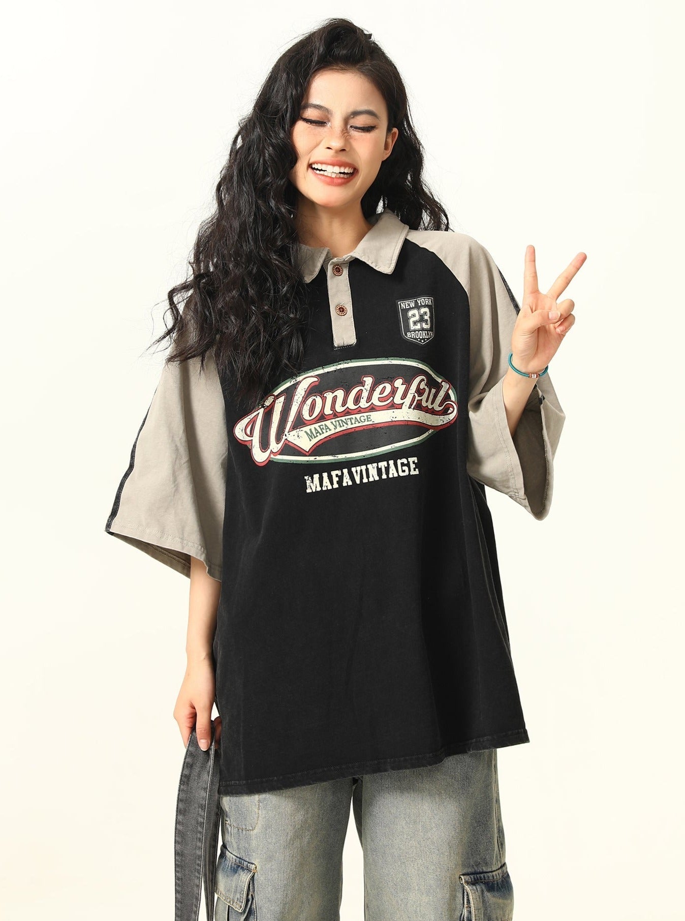 -style Oversized Polo T-shirt