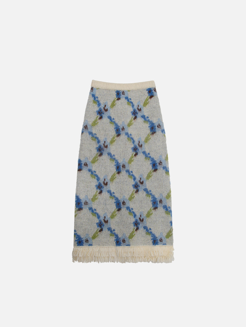 Fringe Knit Wide Skirt