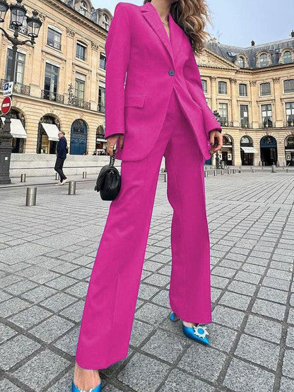 One Button Blazer & Pants Coord Set