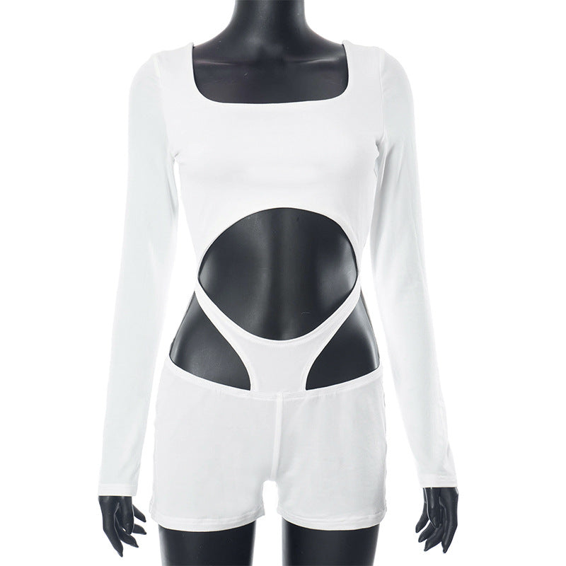 Clothing Summer Long Sleeve Hollow Out Cutout Out Bare Back Jumpsuit