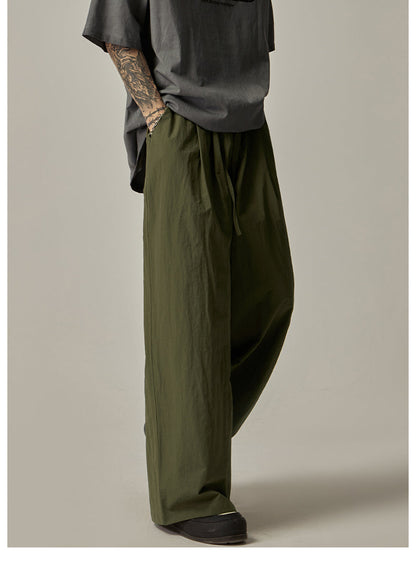 Olive Wide Leg Relaxed Pants