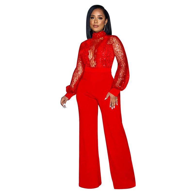 Wear Hollow Out Cutout Out See Through Long Sleeved Trousers Lace Up Jumpsuit