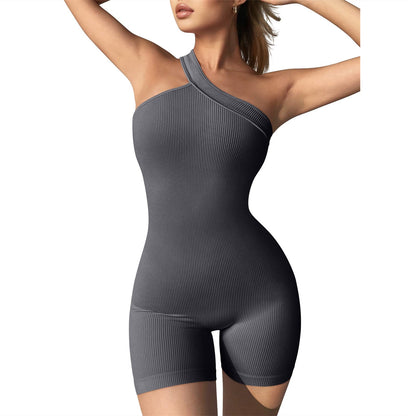 Clothing Jumpsuit Autumn Winter Thread Shoulder Sleeveless Slim Fit Hip Raise Siamese Shorts
