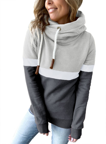 Sweatshirt Autumn Winter Color Stitching Pullover Hooded Sweatshirt for
