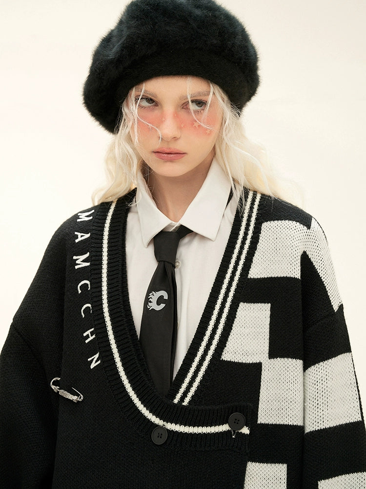 Original Design Garbled Sweater Cardigan Top