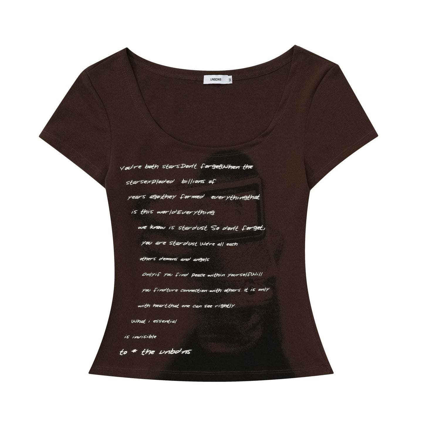 Text and Shadow Print Short Sleeve T-shirt