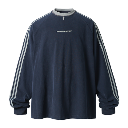 Beadwork Washed & Distressed Long Sleeve T-shirt