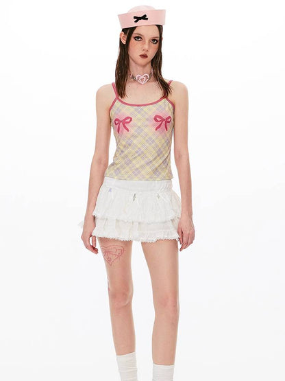 Tiered Lace Mini Skirts