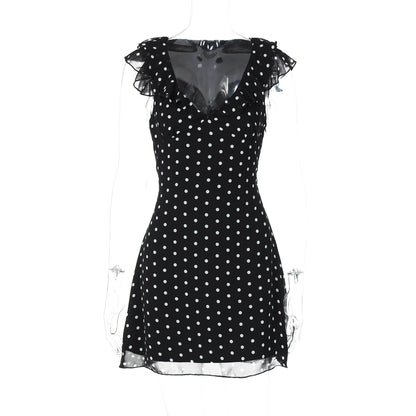 Davina Ruffled Polka Dot Mini Dress