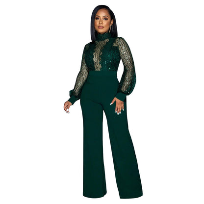 Wear Hollow Out Cutout Out See Through Long Sleeved Trousers Lace Up Jumpsuit