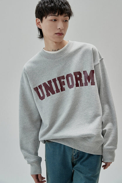 Retro Color Block Rubber Print Crewneck Sweatshirt