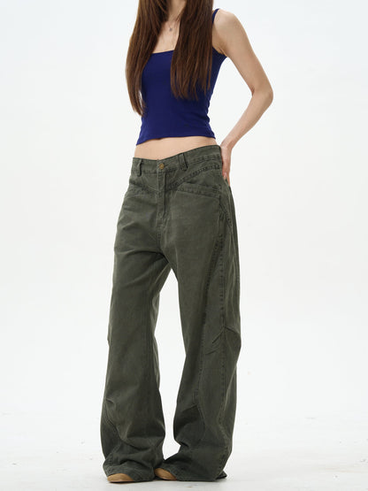 Olive Cargo Wide Leg Pants