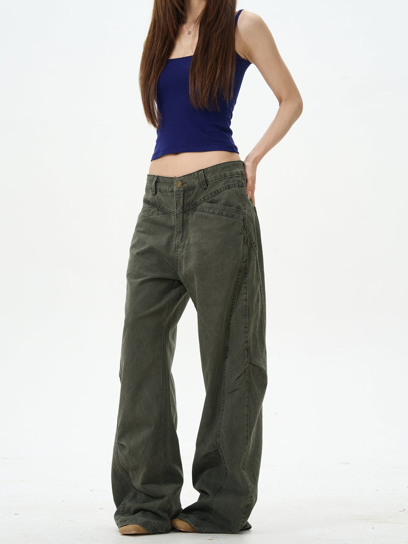 Olive Cargo Wide Leg Pants
