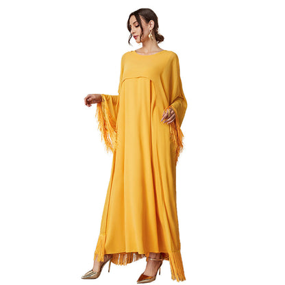 Clothing Arrival Tassel Long Blouse Mesh Dress Autumn Color Suit