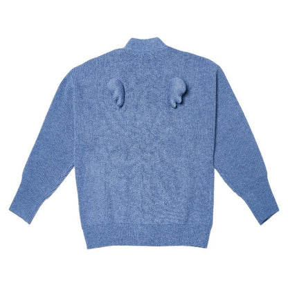 Oversized Fuzzy Cardigan With Pom-pom Detail