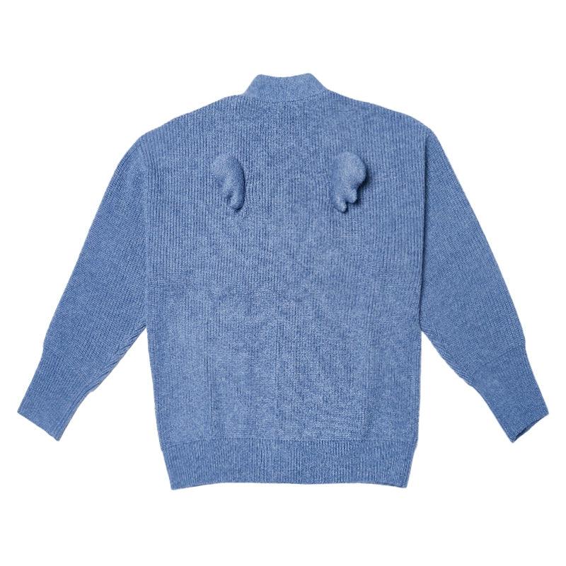 Oversized Fuzzy Cardigan With Pom-pom Detail