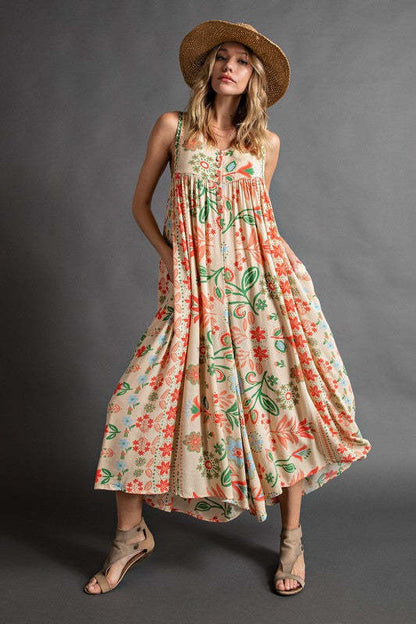 Summer Clothing Printed Loose Sleeveless Jumpsuit