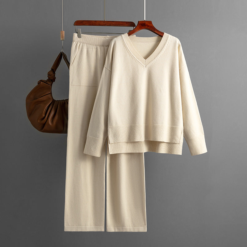 Suit Autumn Winter Loose Sweater Pullover Two Piece Set