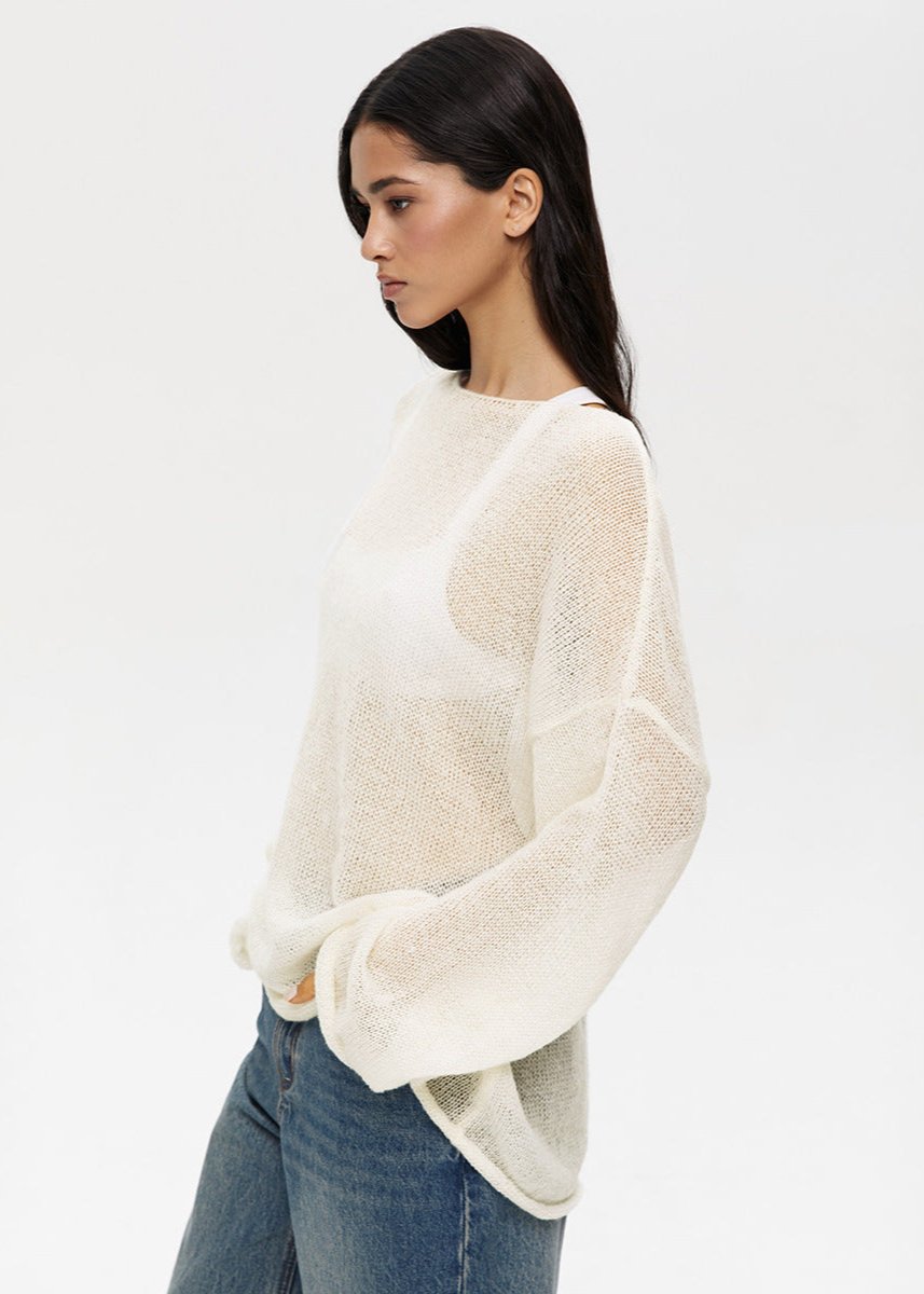 Sheer Pastel Pink Knit Sweater - Soft and