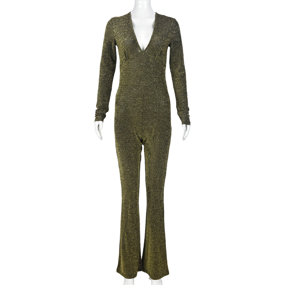 Wearable Clothing Nazada V Neck Long Sleeve Cutout Stretch Jumpsuit