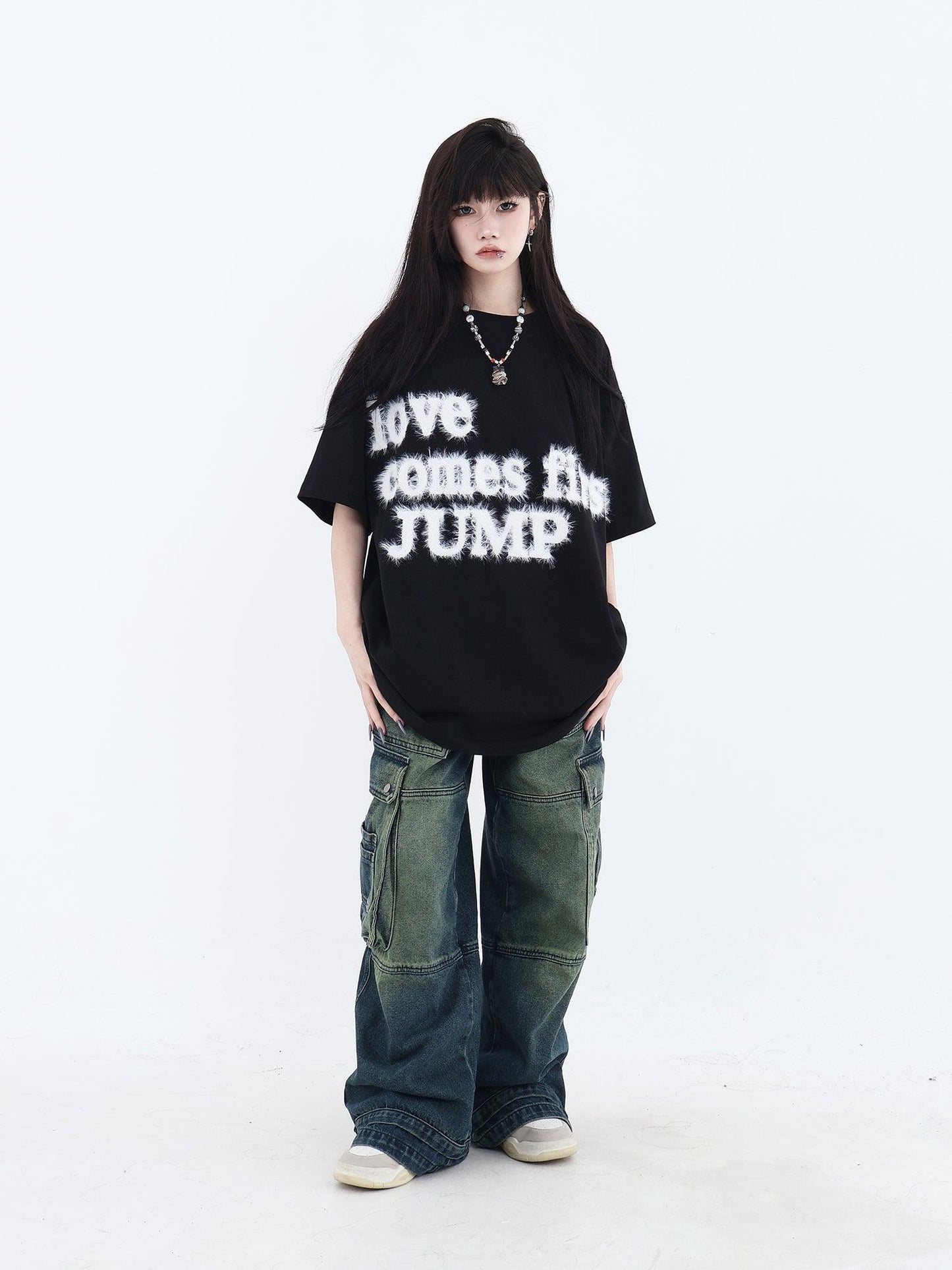Fluffy T-shirt With Embroidered Logo