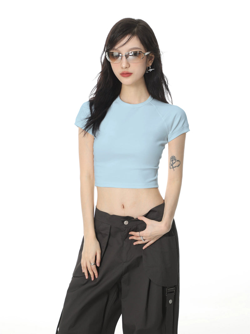Color Regular Shoulder Short Sleeve T-shirt